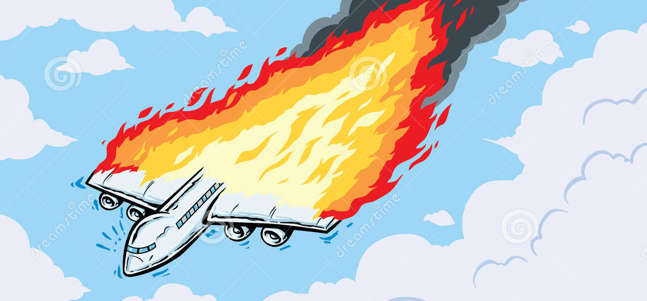 plane on fire