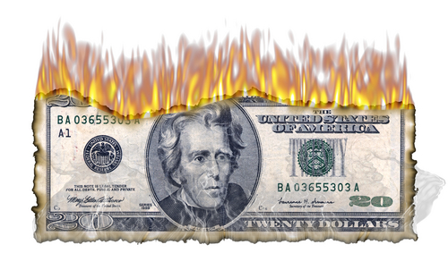 burning-20-dollar-bill